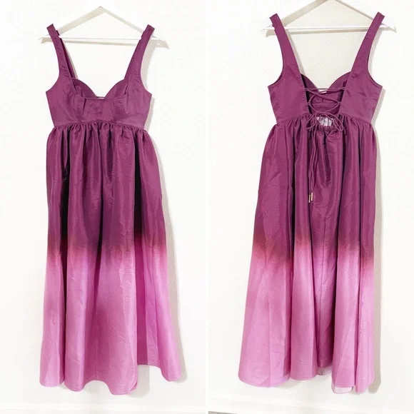 Acler Redin Ombré Maxi Pink Structured Lace Up Back Dress size US 8 $550 MSRP - Picture 8 of 13